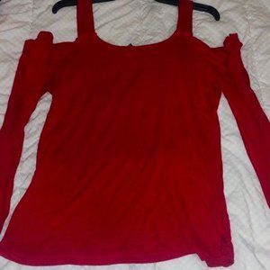 Women's BOLD cold shoulder Studded Red Shirt Size Large RGUC